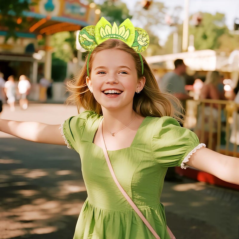 MADO mouse ears headband for women adults kids girls boys, princess ears Park mini ears headbands for women kids girls (green princess) - Image 5